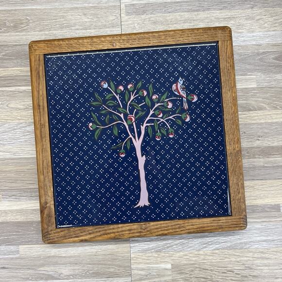 Vintage Framed Tile Art Bird of Peace And Tree 9” - A116 - Picture 1 of 5